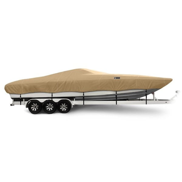 Eevelle Boat Cover DAY CRUISER, Outboard Fits 33ft 6in L up to 96in W Khaki WSDAYC3396B-KHA - main